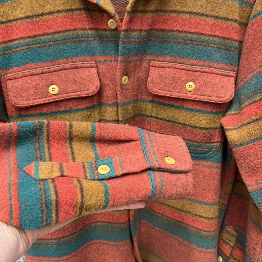 NWT Lucky Brand Southwestern Knit Shirt Jacket Small Orange Striped Shacket